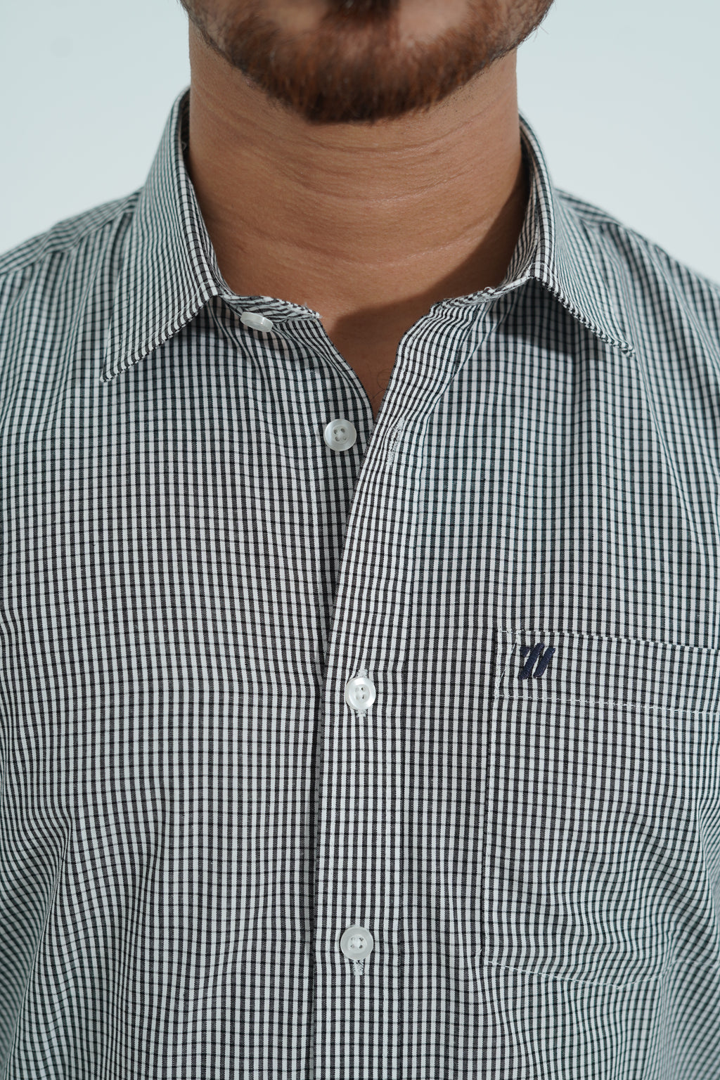 Premium Full Sleeve Mini Gingham Teal Shirt