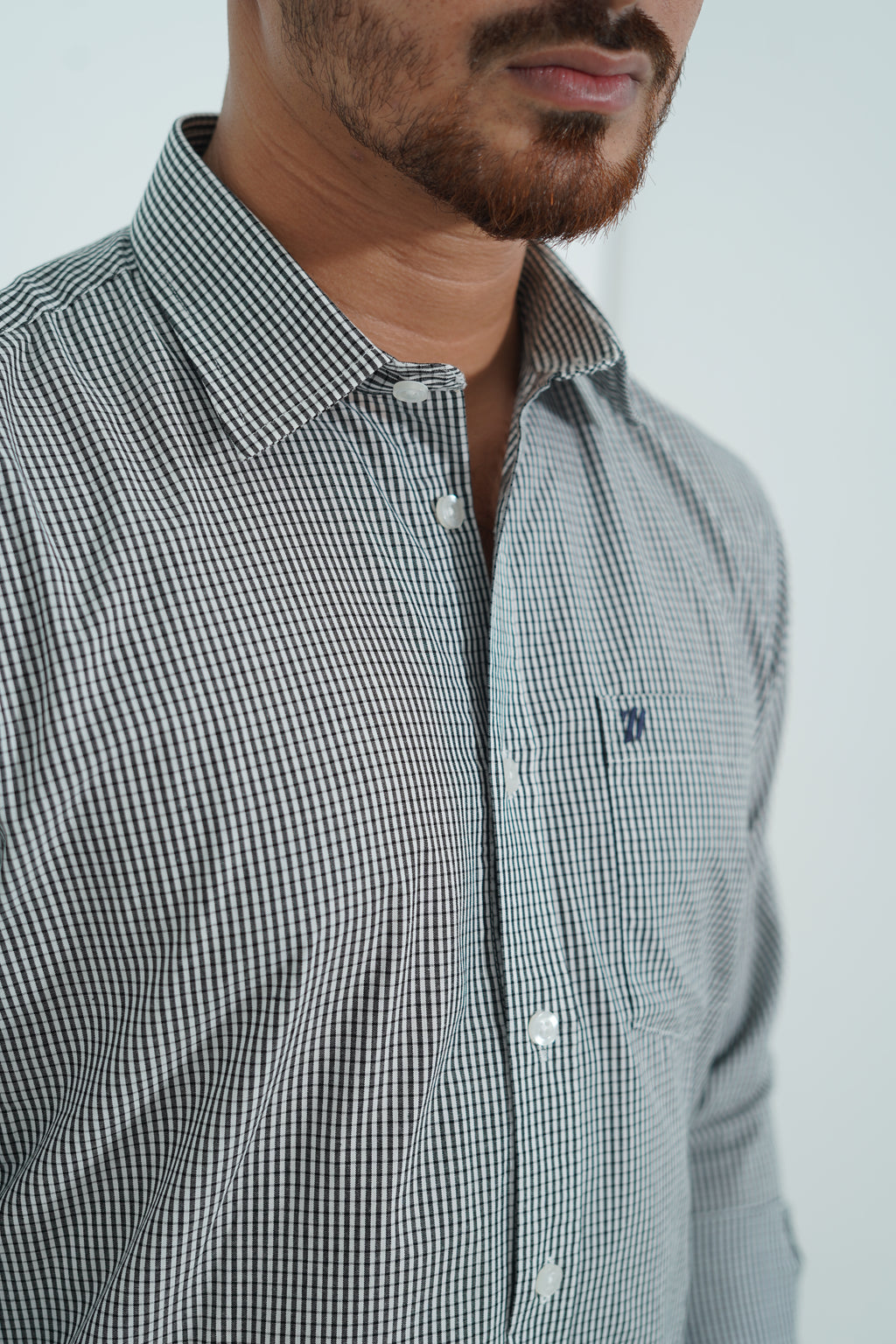 Premium Full Sleeve Mini Gingham Teal Shirt