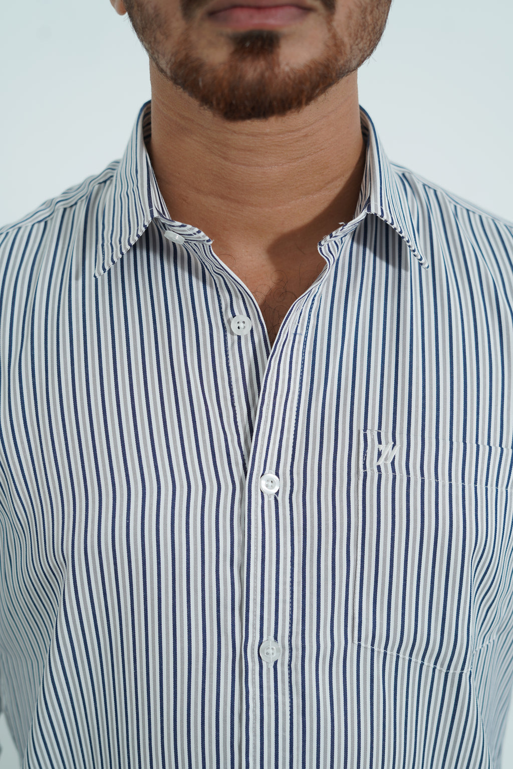 Premium Full Sleeve Navy Pinstripe Shirt