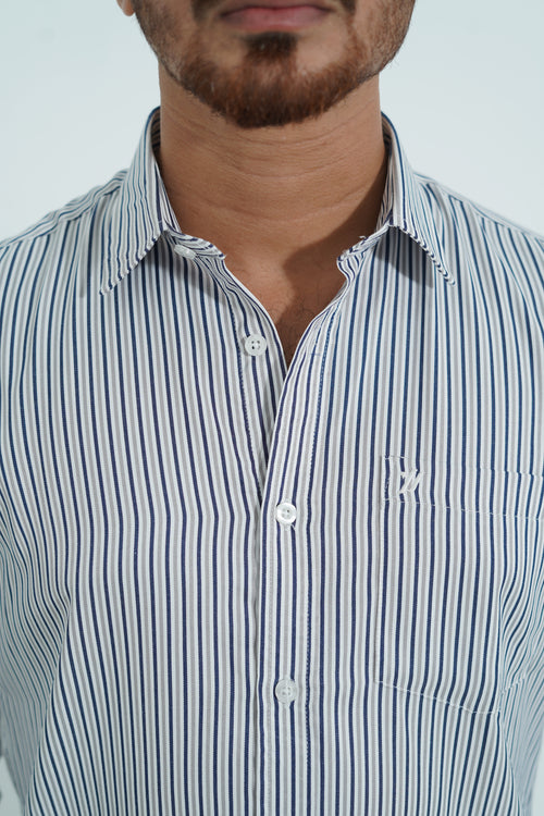 Premium Full Sleeve Navy Pinstripe Shirt