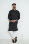 Pure White Textured Premium Punjabi with Contrast Collar