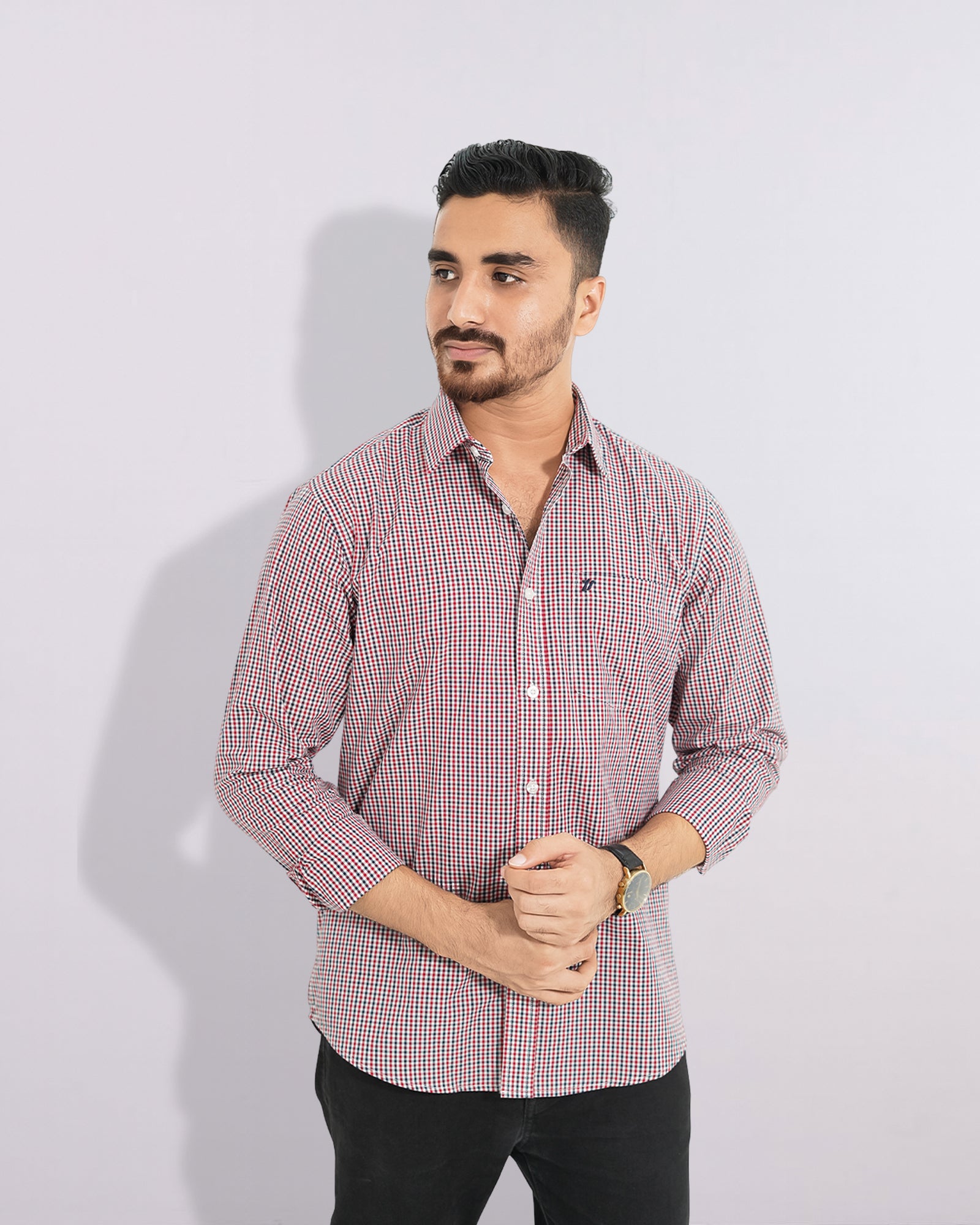 Premium Full Sleeve Mini Gingham Check Shirt