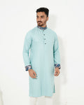 Pure White Textured Premium Punjabi with Contrast Collar