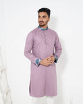Pure White Textured Premium Punjabi with Contrast Collar