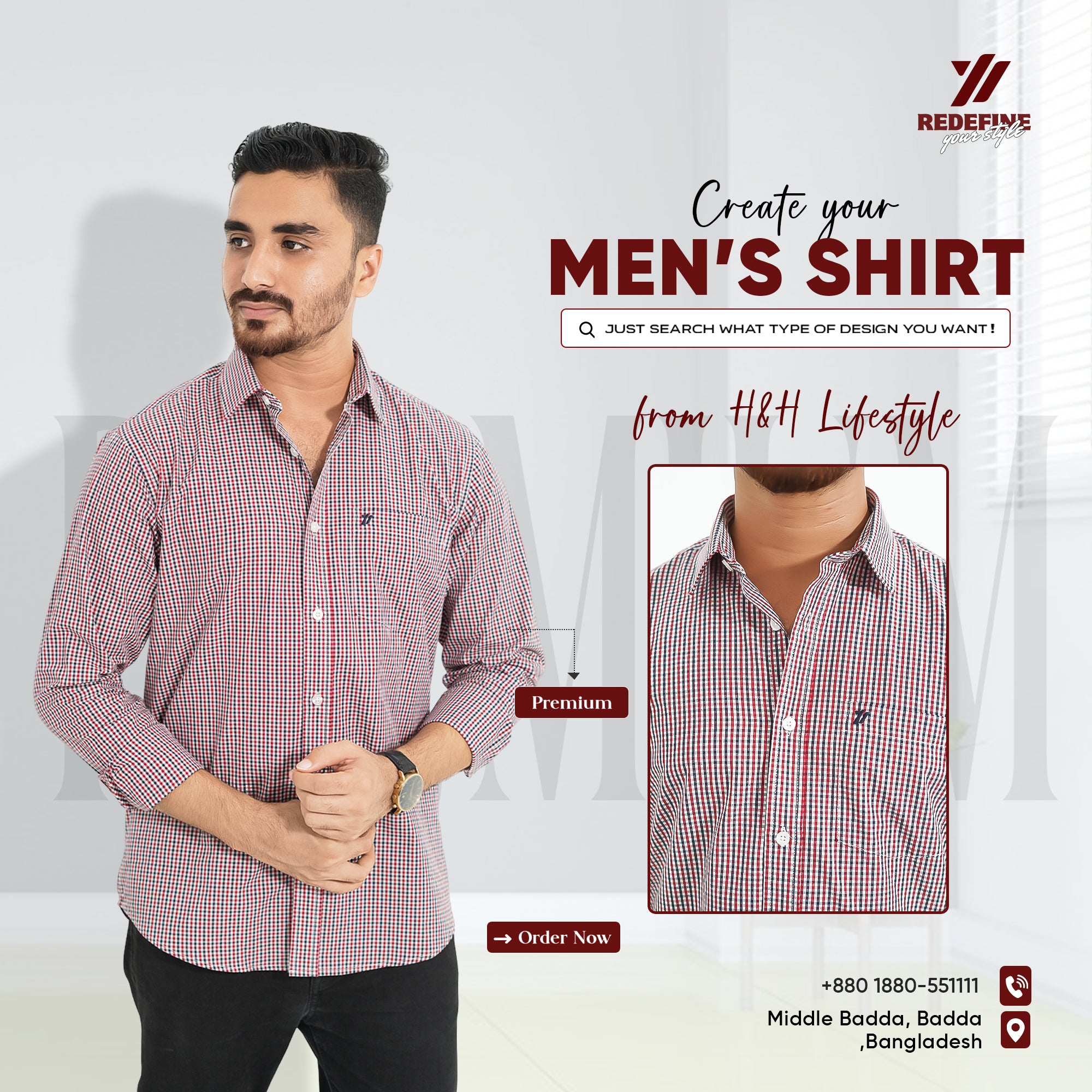 Premium Full Sleeve Mini Gingham Check Shirt